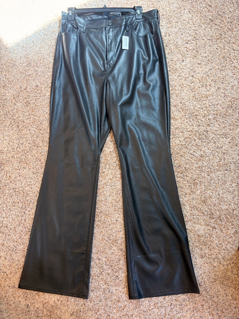 Old Navy 18Tall Black Faux Leather Flared Pants